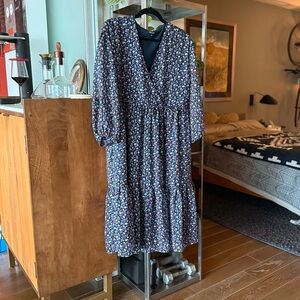 Madewell Floral V-Neck Midi Dress